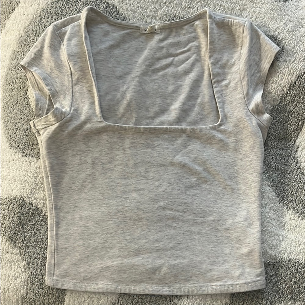 Garage Gray Fitted Cap Sleeve Blouse